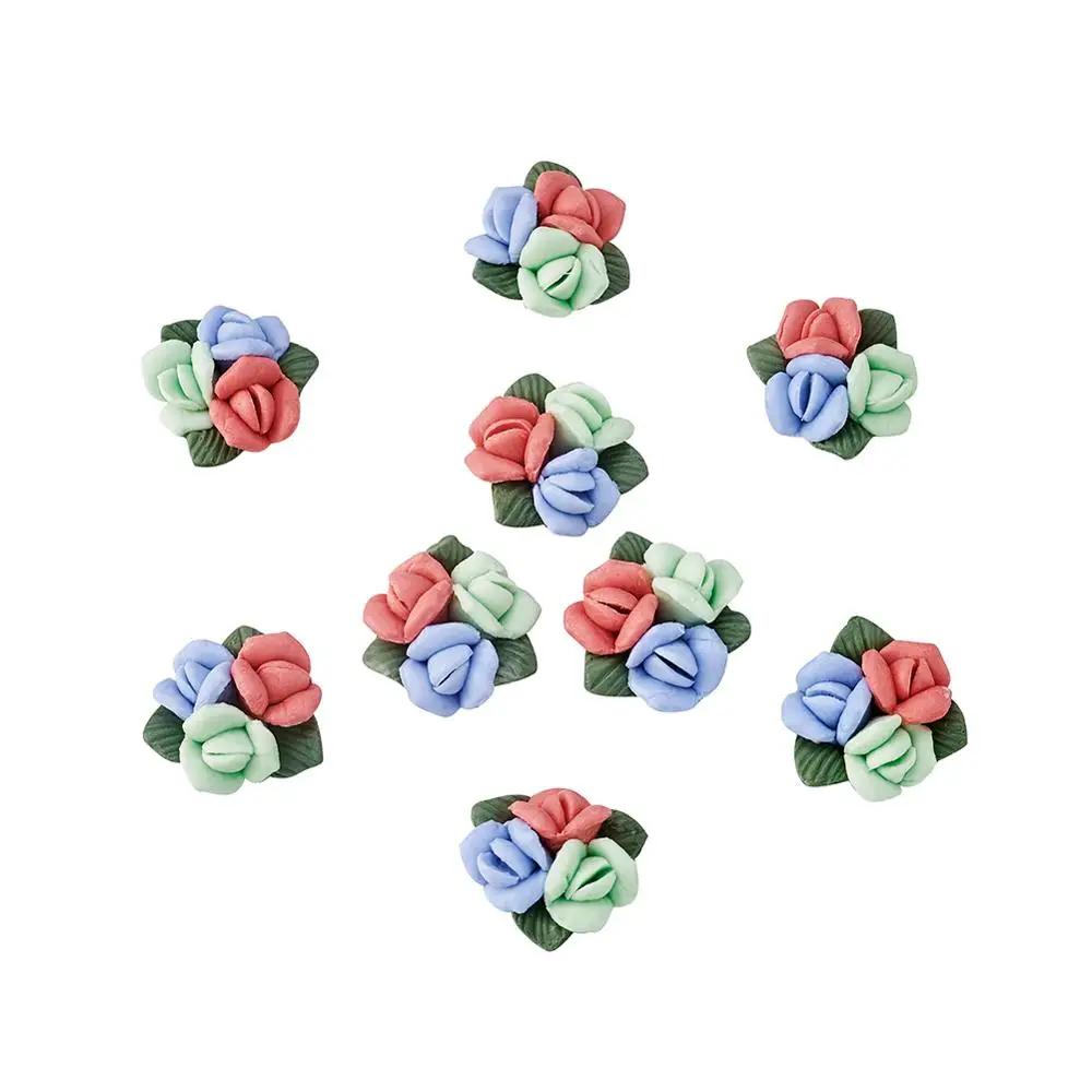 50pcs Handmade Porcelain Cabochons Chinese Clay Beads Flower DIY Jewelry Accessories Findings Handicrafts Supplies 3 style-size