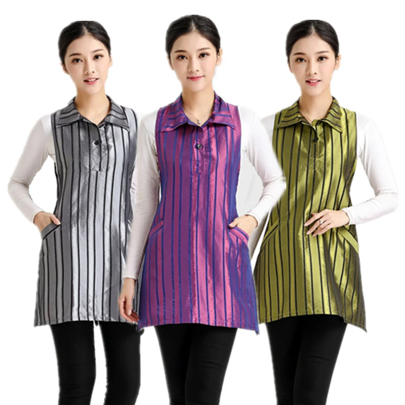 Professional Hairdressing Apron Vertical Stripes Korean Fashion Lapel Smock Barber Shop Hairdresser Assistant Technician Apron