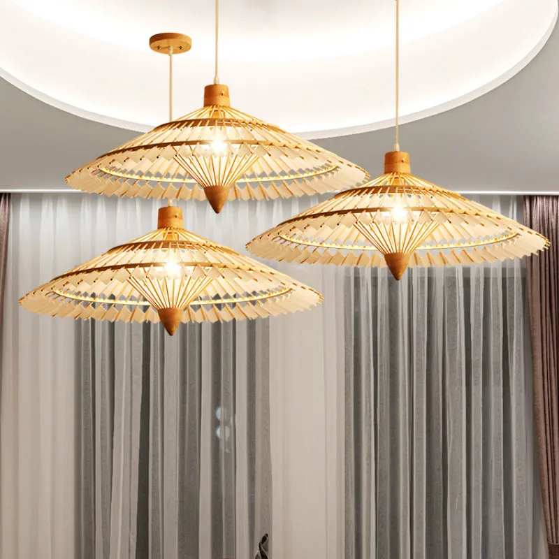 Chinese style bamboo lamp umbrella lamp bamboo droplight Chinese hotel lamp health club decoration hall Pendant Lights LB32306