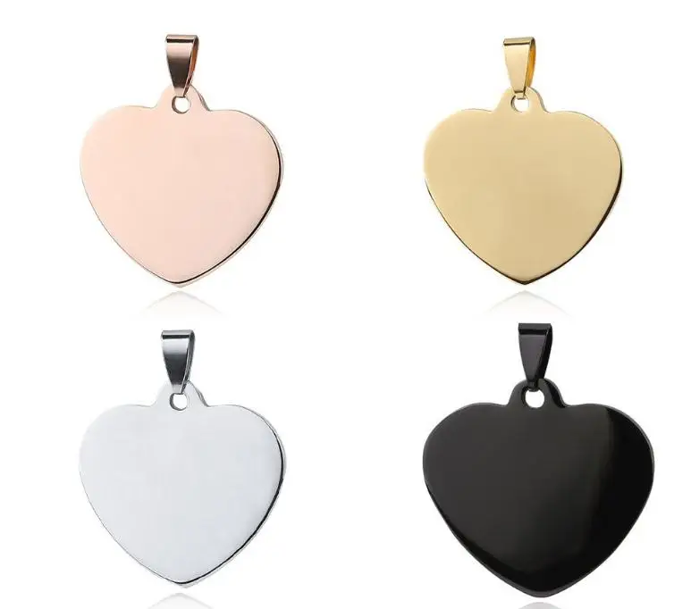 Heart Shaped Pet Tag Pendant Charm Dog Name Address Tags Engraved Pet Jewelry Accessories 2 Sizes Wholesale