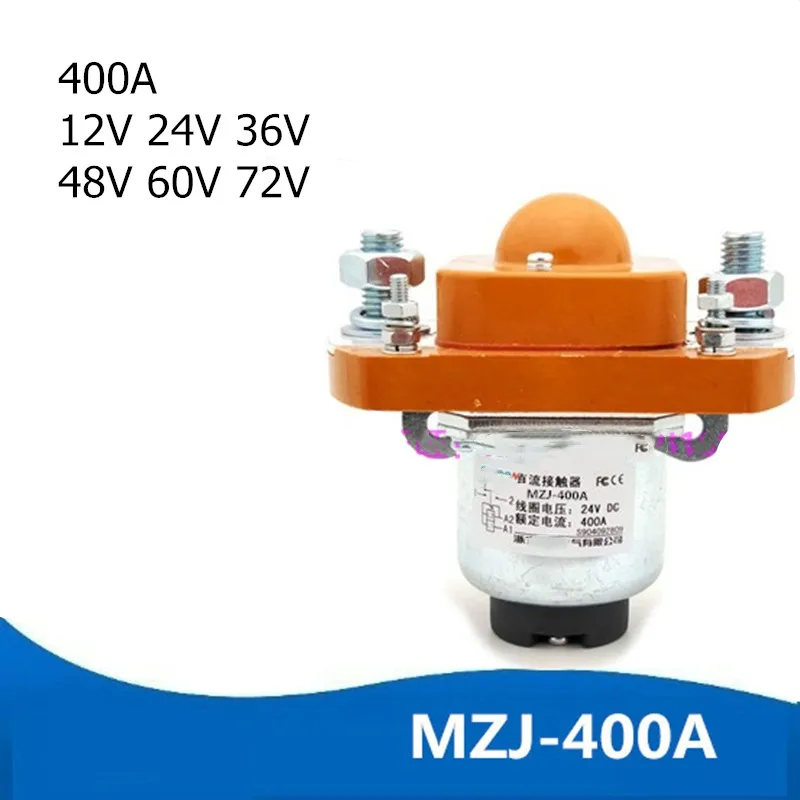 MZJ400A 1NO Normal-Open 12V 24V 36V 48V 60V 72V 400A DC Contactor for Motor Forklift Electromobile Grab Wehicle Car Winch