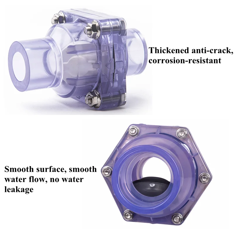 ID 25／32／40mm Hi-Quality Transparent UPVC Flap Check Valve Sewer Deodorization Non-Return Valve Industrial Water Pipe Connectors