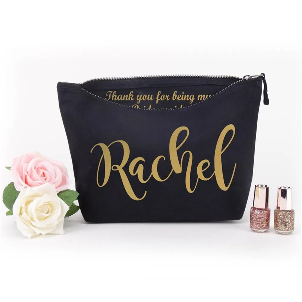 

personalized thank you gift Monogram glitter Makeup Bag will you be my gold Cosmetic Bag Valentine's gift maid of honor proposal