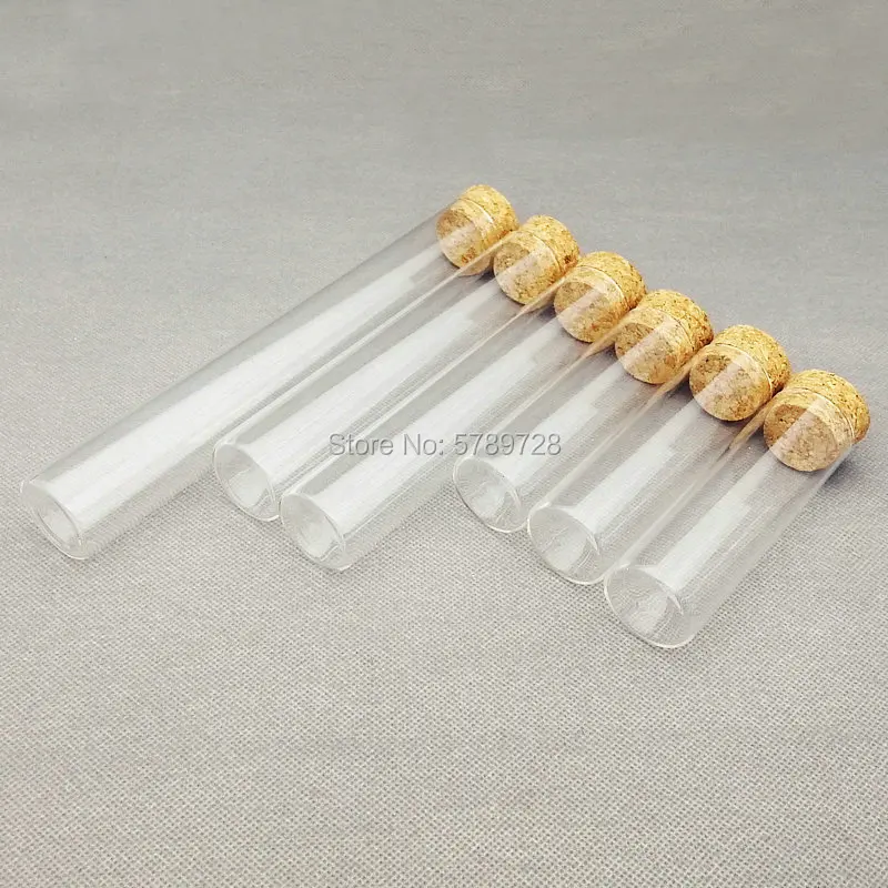 Outer diameter 30mm flat bottom Glass test tube with cork stopper,Lab Thickened glass reagent reaction vessel