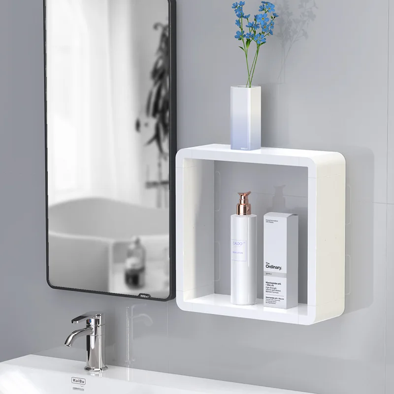 Square Floating Shelves Wall Hanger Shelf Storage Shower Waterproof Board Finishing Rack for Bathroom Decorate Your Room/Wall