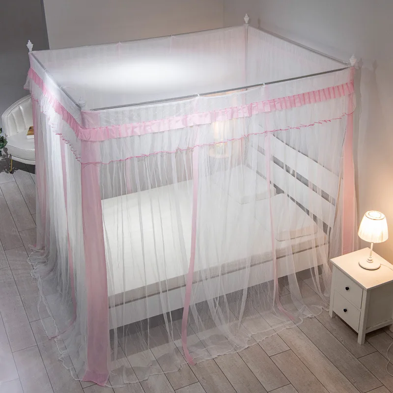 2022 New Mosquito Net Three-door 1.8m Bed Double Household 1.5m Bed Palace Wind Floor Encrypted  full bed frame canopy For Home