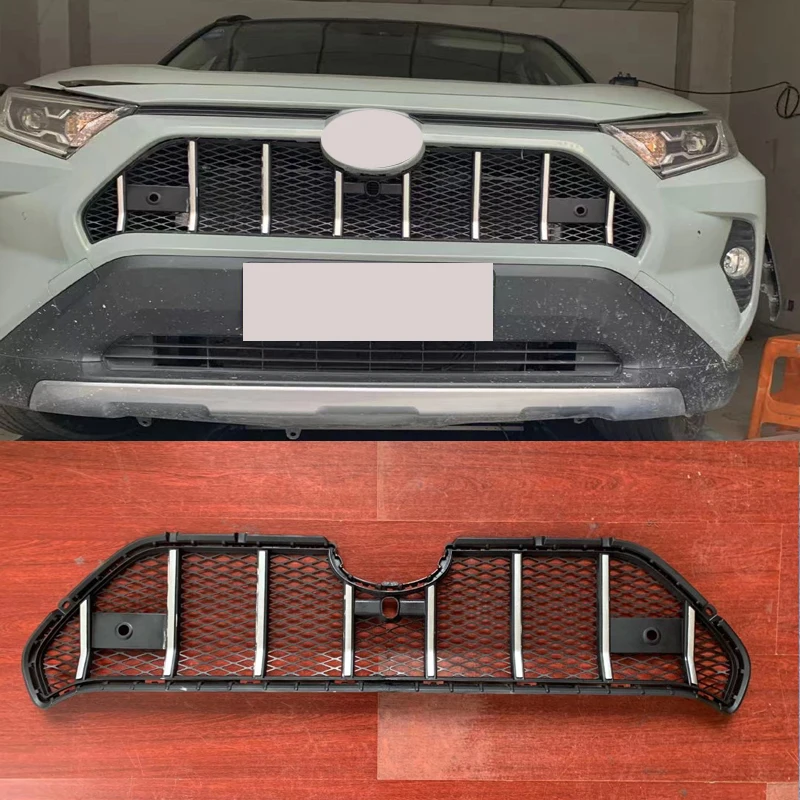 

For Toyota RAV4 2019 2020 2021 5th China Open Refitted Martha Black Knight Mesh Grille Front Center Grill Decoration Accessories