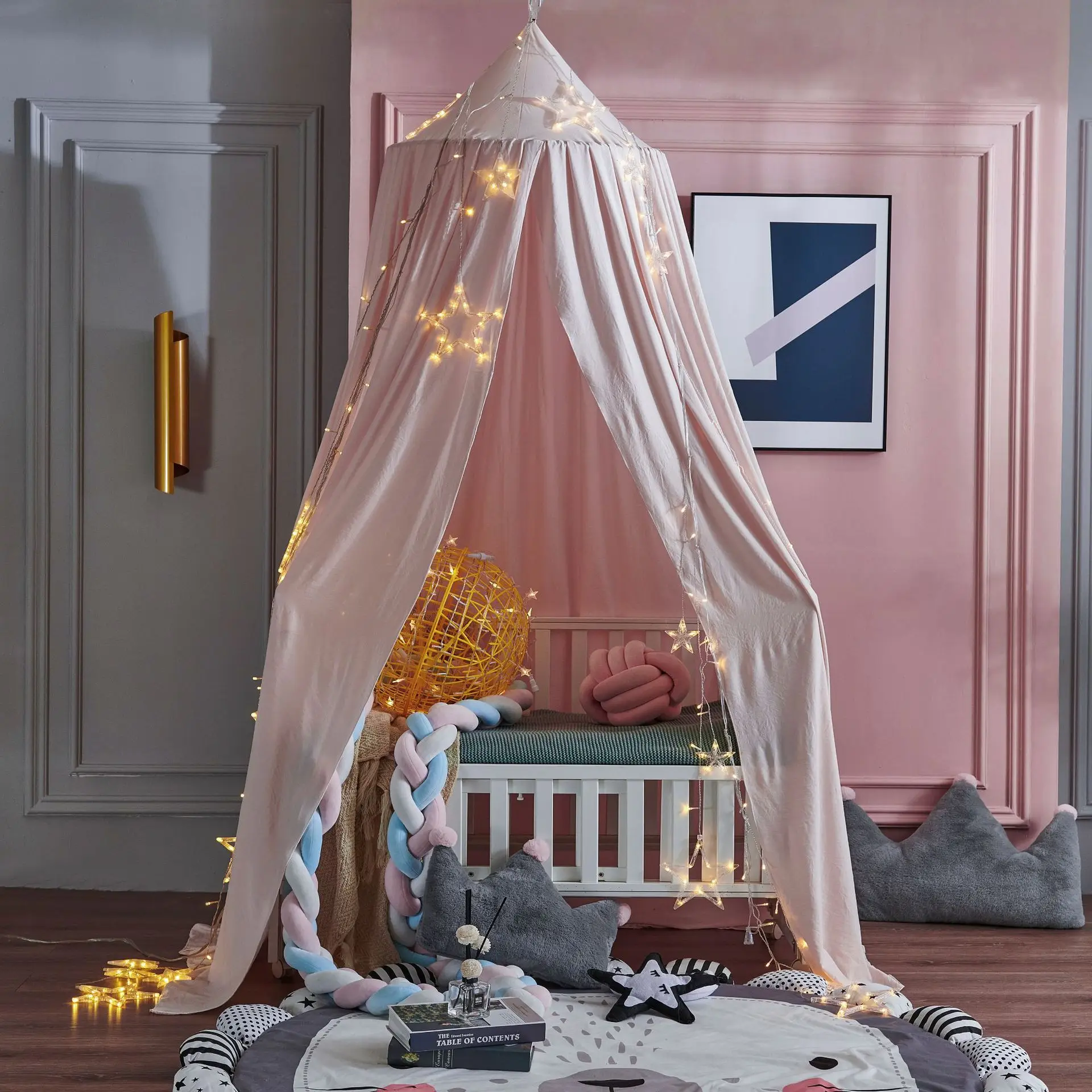 Children's Mosquito Net Dome Polyester Bed Curtain Bedside Girl Heart Mosquito Net Baby Play House Children's Room Bed Curtain