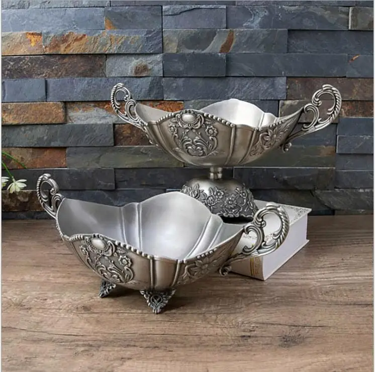 Europe retro metal fruit bowl decorative fruit stand  dry fruit tray trinket dish  for home decoration