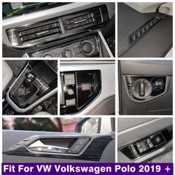 Center Air AC Vent Gear Box Lights Control Panel Cover Trim For VW Volkswagen Polo 2019-2023 Black Brushed Interior Accessories