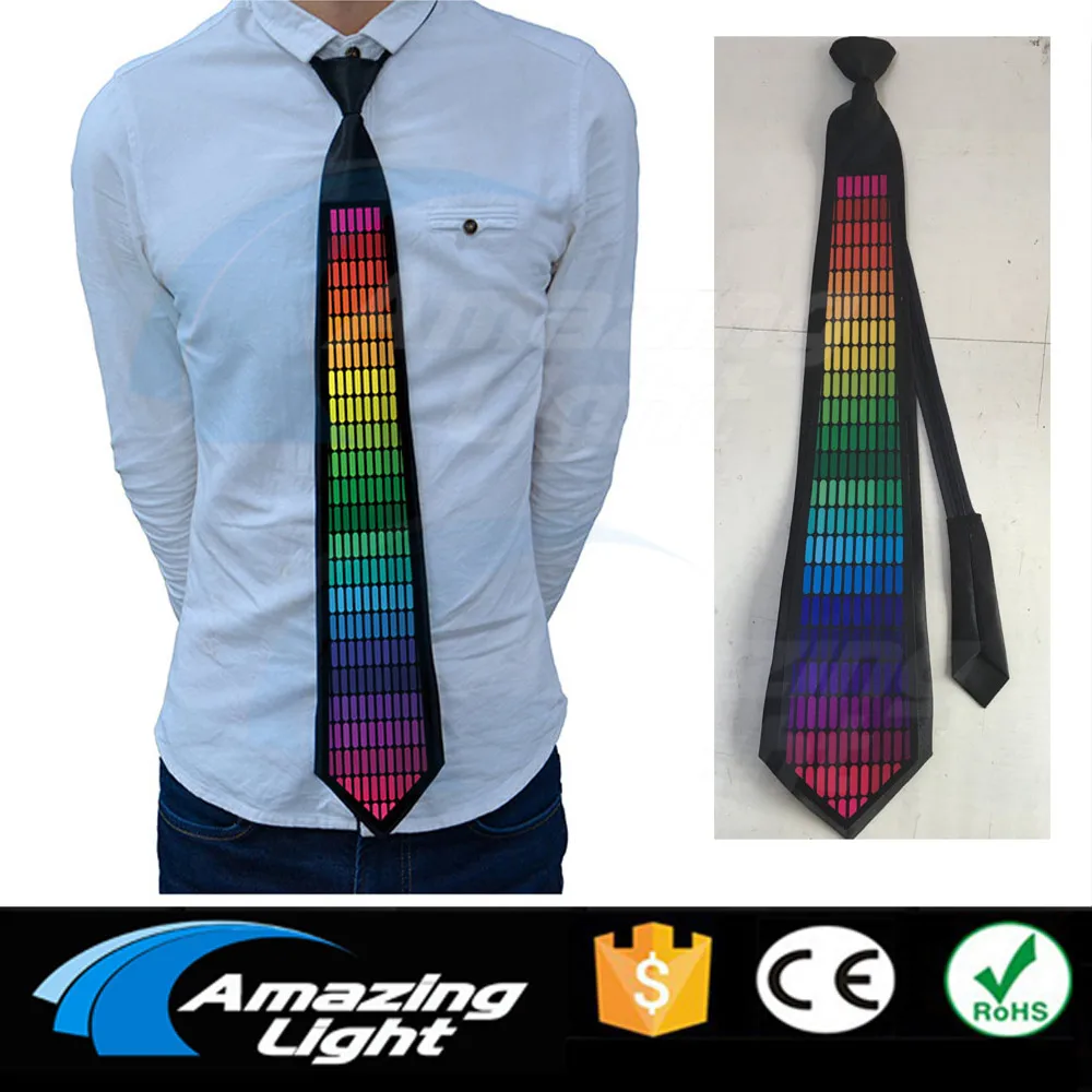 

Sound Activated LED Tie Glow In The Dark EL Tie Novelty Flashing Necktie Glowing Dance Carnival Party Voice Control Glow Props