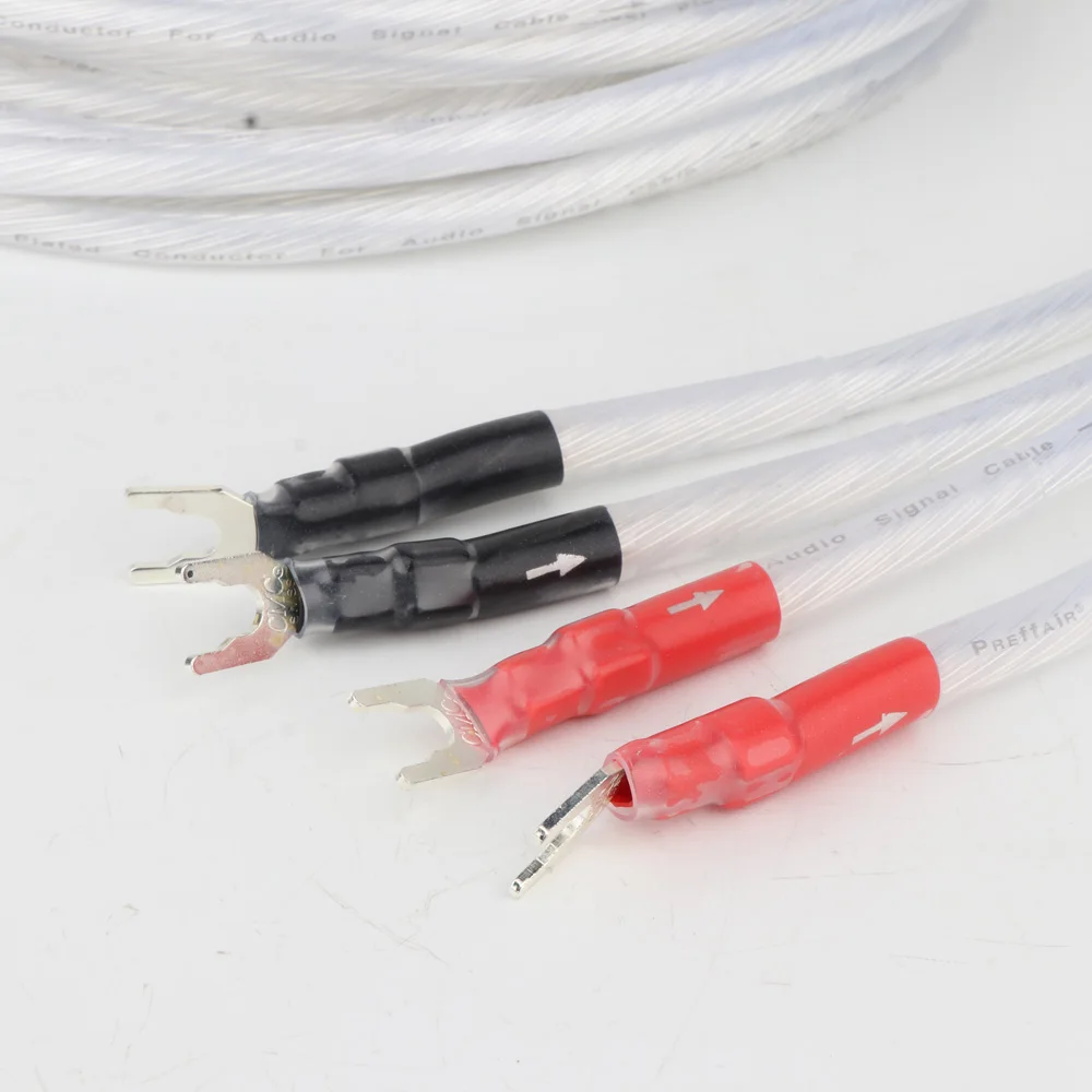 Hi-End OCC Silver Plated Speaker Cable Hifi Audiophile Silver Plated Connector Loudspeaker Interconnect Cable Extension Cord