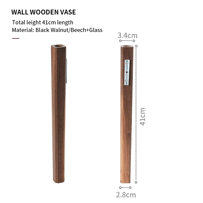 Wall Wood Vase Nordic Hydroponic Plant Vases Vintage Flower Pot Home Decoration Wall Mounted Flower Tube