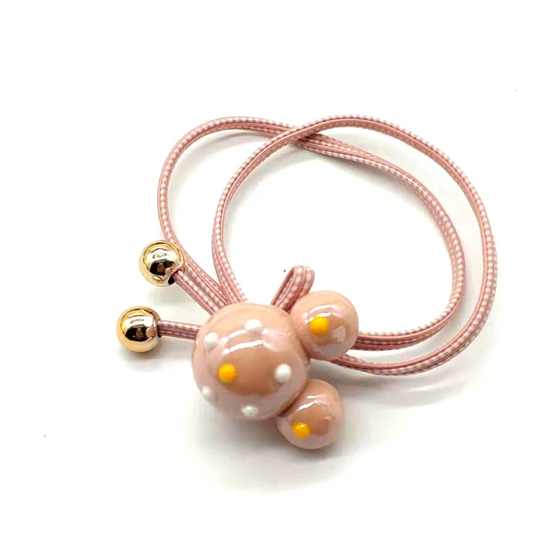 Pink Elastic Hair Bands Cute Rabbit Round Beads Heart Strawberry Rubber Band For Baby Girls Children Women Hair Accessories Gift