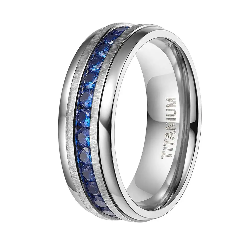 Tigrade 6/7/8mm Titanium Rings For Men Women Silver Color Cubic Zirconia Wedding Band Engagement Ring Couple Ring anillo mujer