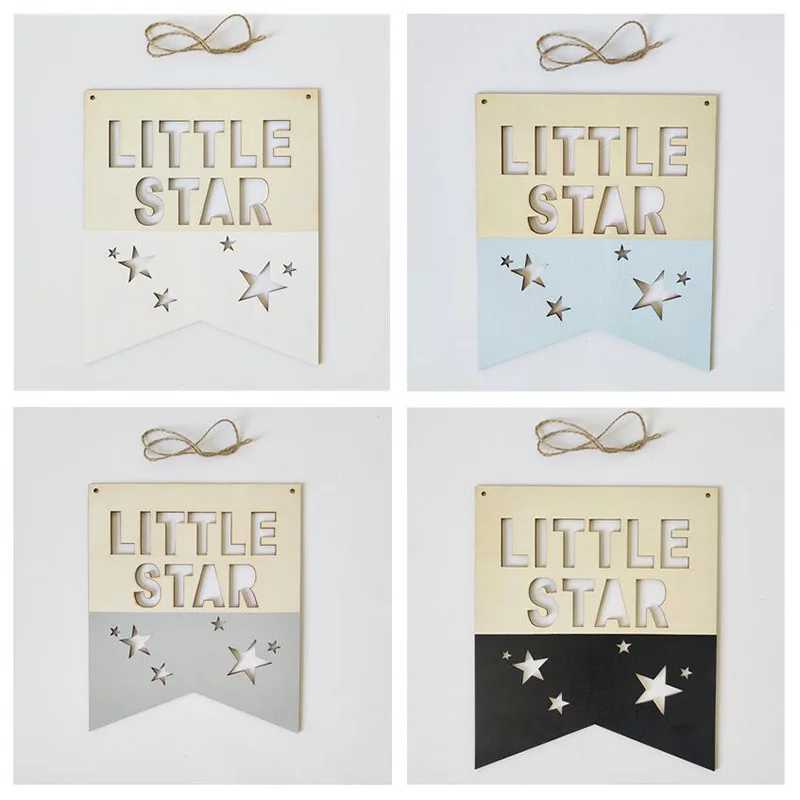 Kids Room Wooden Signs Decorative Wall Plaques Positive Slogan Banner Children Bedroom Decorations I Love U To The Moon And Back