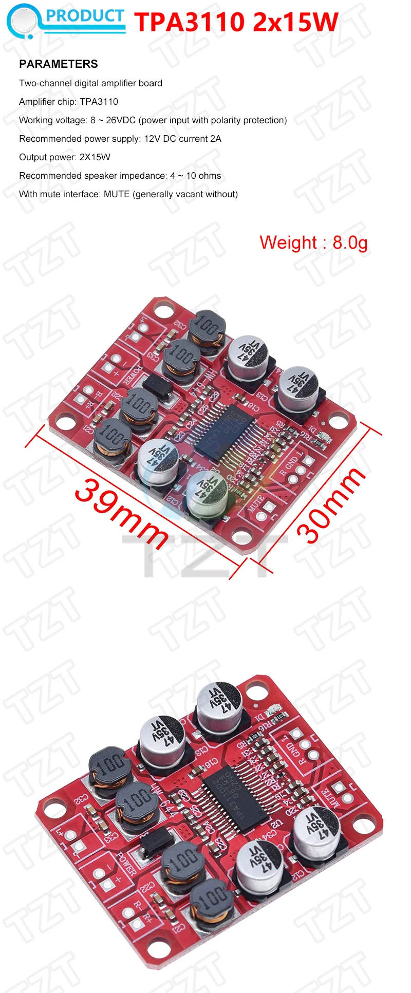 Bluetooth 4.2 TPA3110 15 W/30 W X 2 Dual Channel Digital Stereo audio power verstärker bord modul auto Für USB tragbare speake – Detail 10