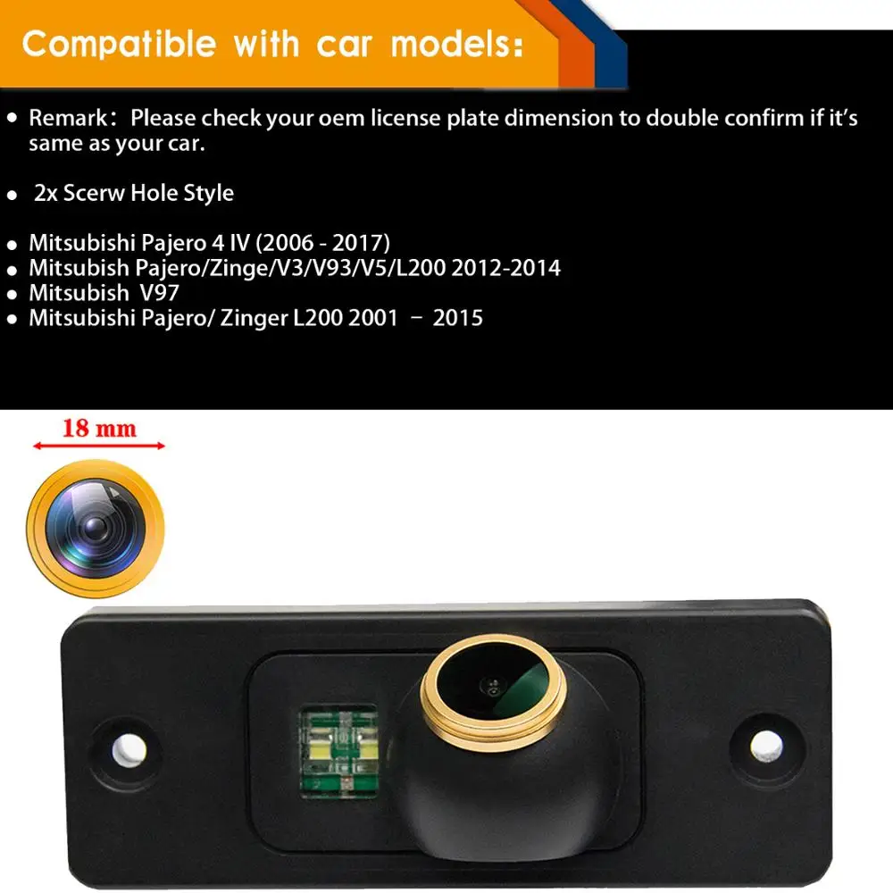 Misayaee  170° Golden HD 1280x720P Car Rear View Reverse Parking Camera for Mitsubishi PAJERO ZINGER V3 V6 V8 V97 Lioncel L200