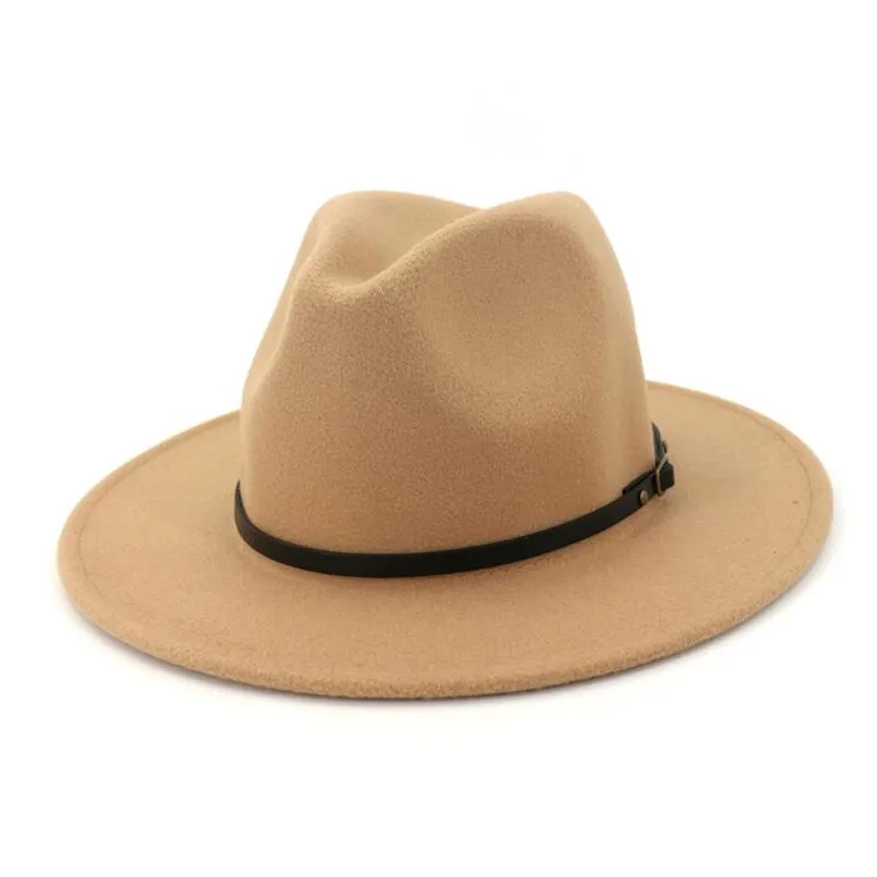 

H7587 Autumn Winter Wool Fedoras Hat Men Women Lovers Simple Fashion Jazz Cap Gentleman Casual Flat Brim High Quality Retro Hats