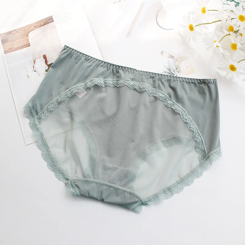 Women\'s Panties Large Sizes Sexy Lace Thin Ice Silk Hollow Out Transparent Mesh Panties Female Underwear Plus Size Women