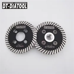 DT 1pc 75MM Hot pressed mini turbo diamond blades with removable M14 flange and 1pc 75mm blade