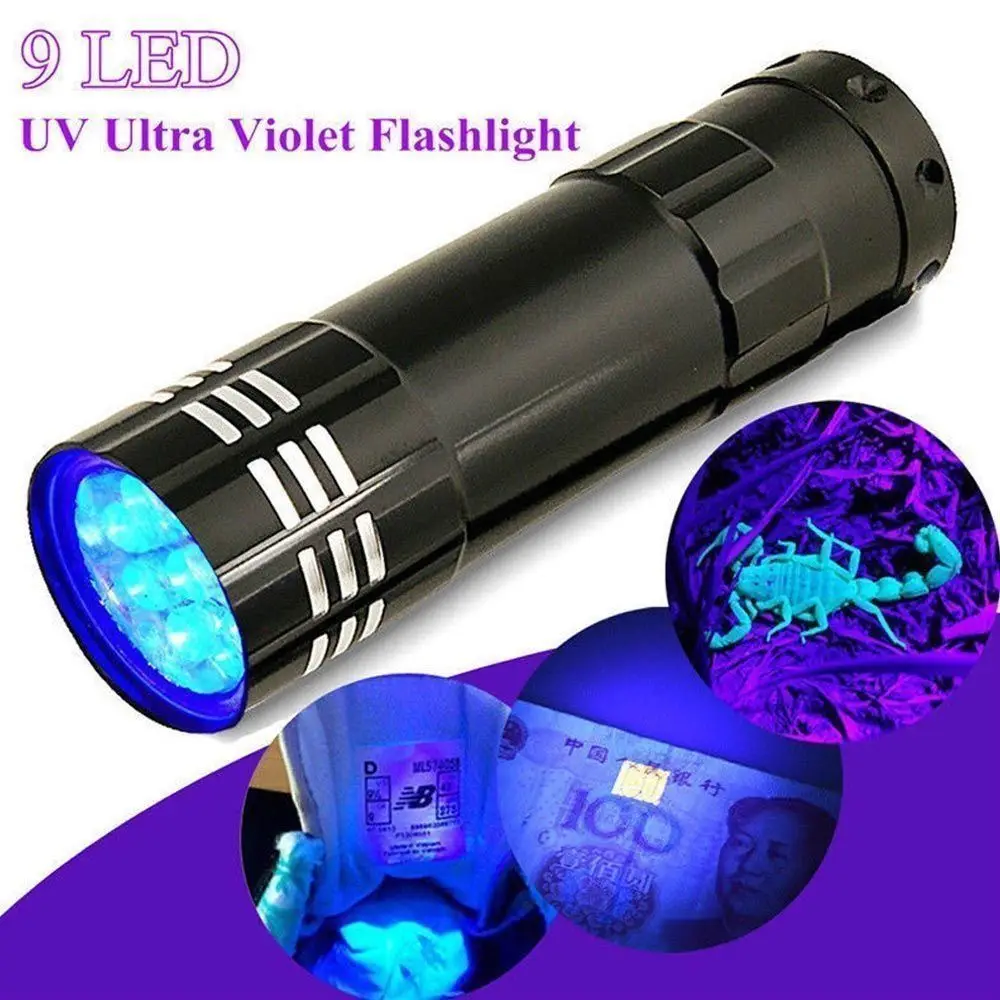 UV Flashlight Ultra Violet LED Light With Zoom Function Mini UV Black Light Pet Urine Stains Detector Scorpion Use AAA Battery