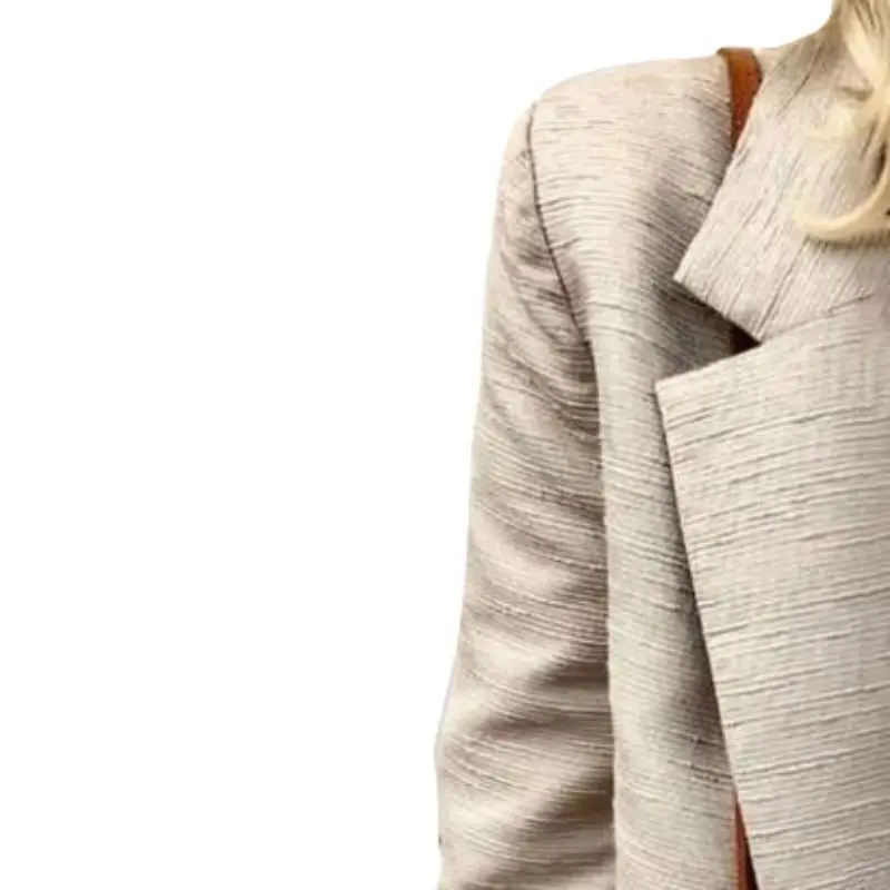 Chaqueta informal de otoño para mujer, abrigo de manga larga con cuello vuelto, Color sólido