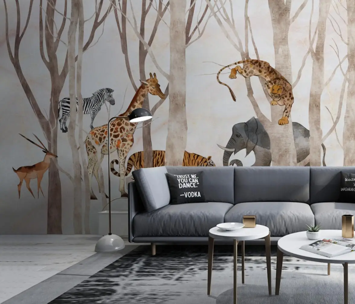 

Custom wallpaper photo hand-painted animal forest mural TV sofa background walls forest woods decorative painting 3d wallpaper