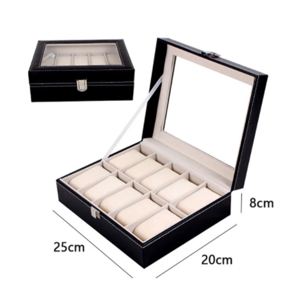 10 Grid leather watch box display box jewelry storage bag Slots Wrist Watch Display case Storage Holder