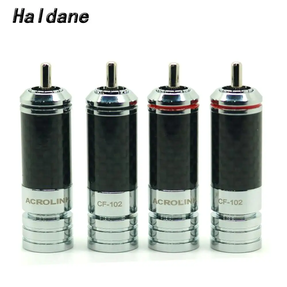 

Haldane 4pcs HiFi RCA Connector CF-102(R) Rhodium Plated RCA Plug Carbon Fiber Interconnects Cable for DIY RCA Audio Cable