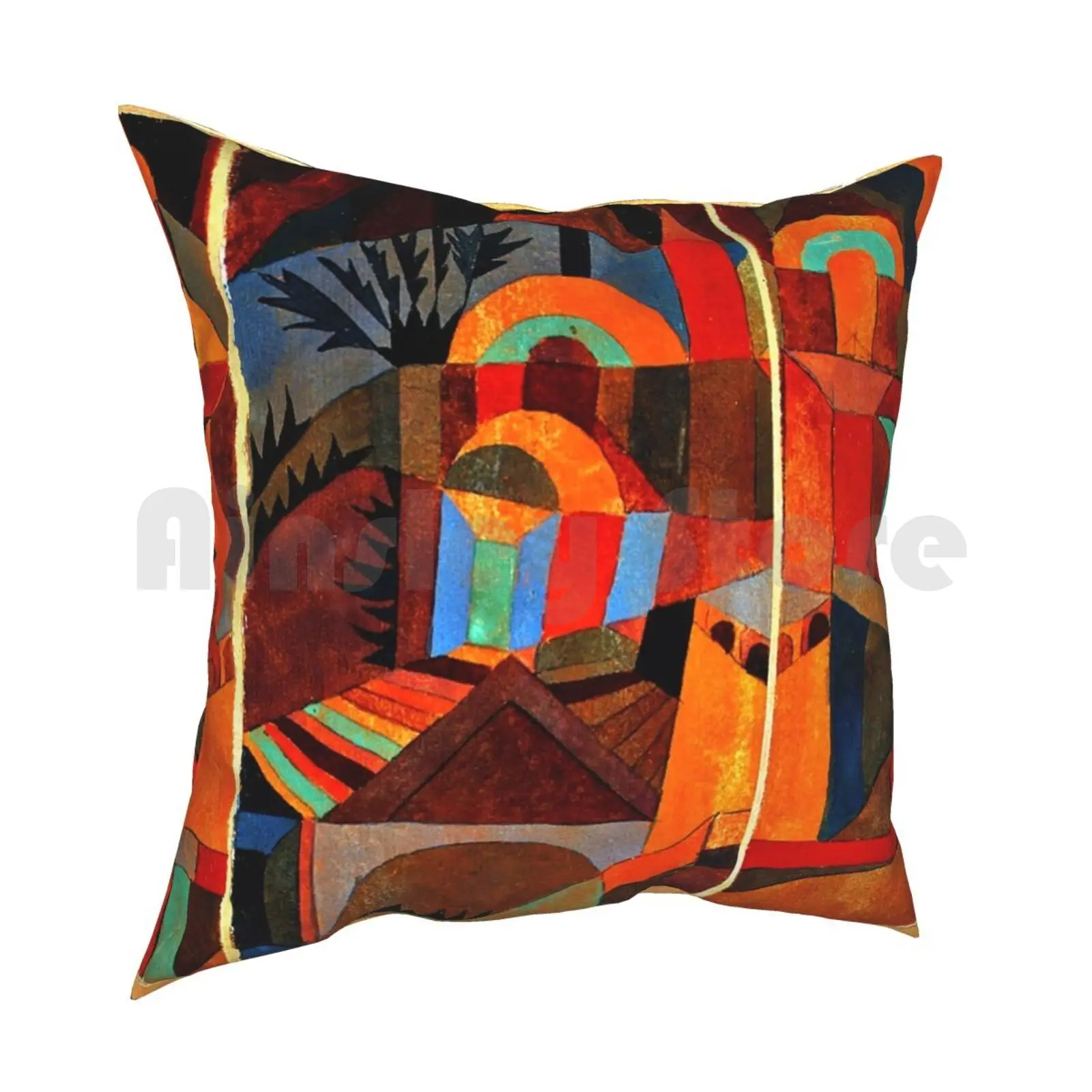 Klee-Temple Gardens , Abstract Art Pillow Case Printed Home Soft Throw Pillow Temple Gardens Paul Klee Abstract Art