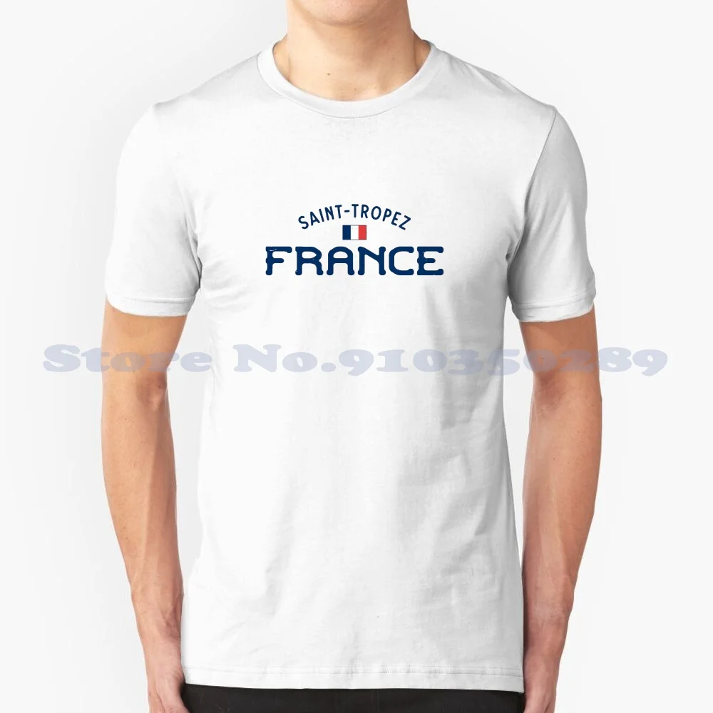 Distressed Saint Tropez France With French Flag 100% Cotton T-Shirt Saint Tropez France French Flag Distressed Vintage Hake