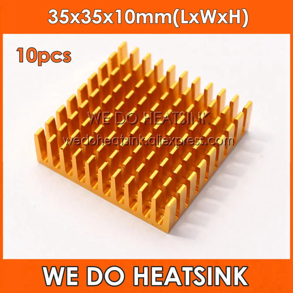 

10pcs 35x35x10mm Heatsink Heat Sinks Heatsinks Radiator Cooler Aluminum Golden Anodized Hot Sales And Free Shipping