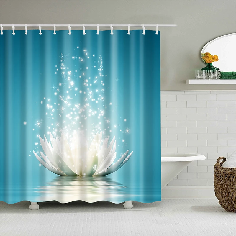 YOMDID Polyester Fiber Bath Curtain 3d Printed Shower Curtain with 12 Hooks for Home Bathroom Decor Bath Screen Cortina de ducha