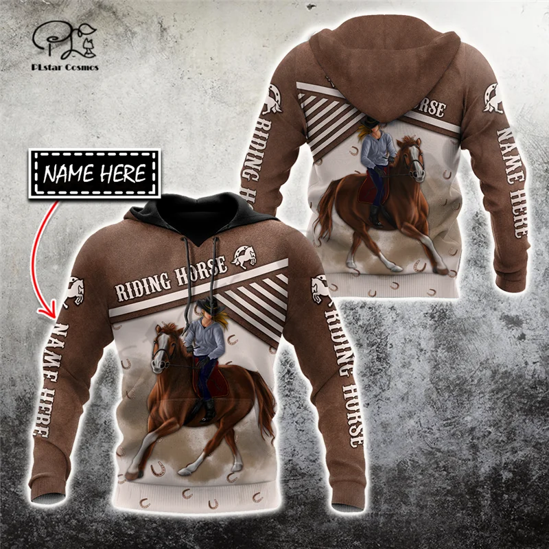 

PLstar Cosmos 3DPrint Newest Personalized Name Riding Horse Unique Unisex Men/Women Hrajuku Streetwear Hoodies/Zip/Sweatshirt -1