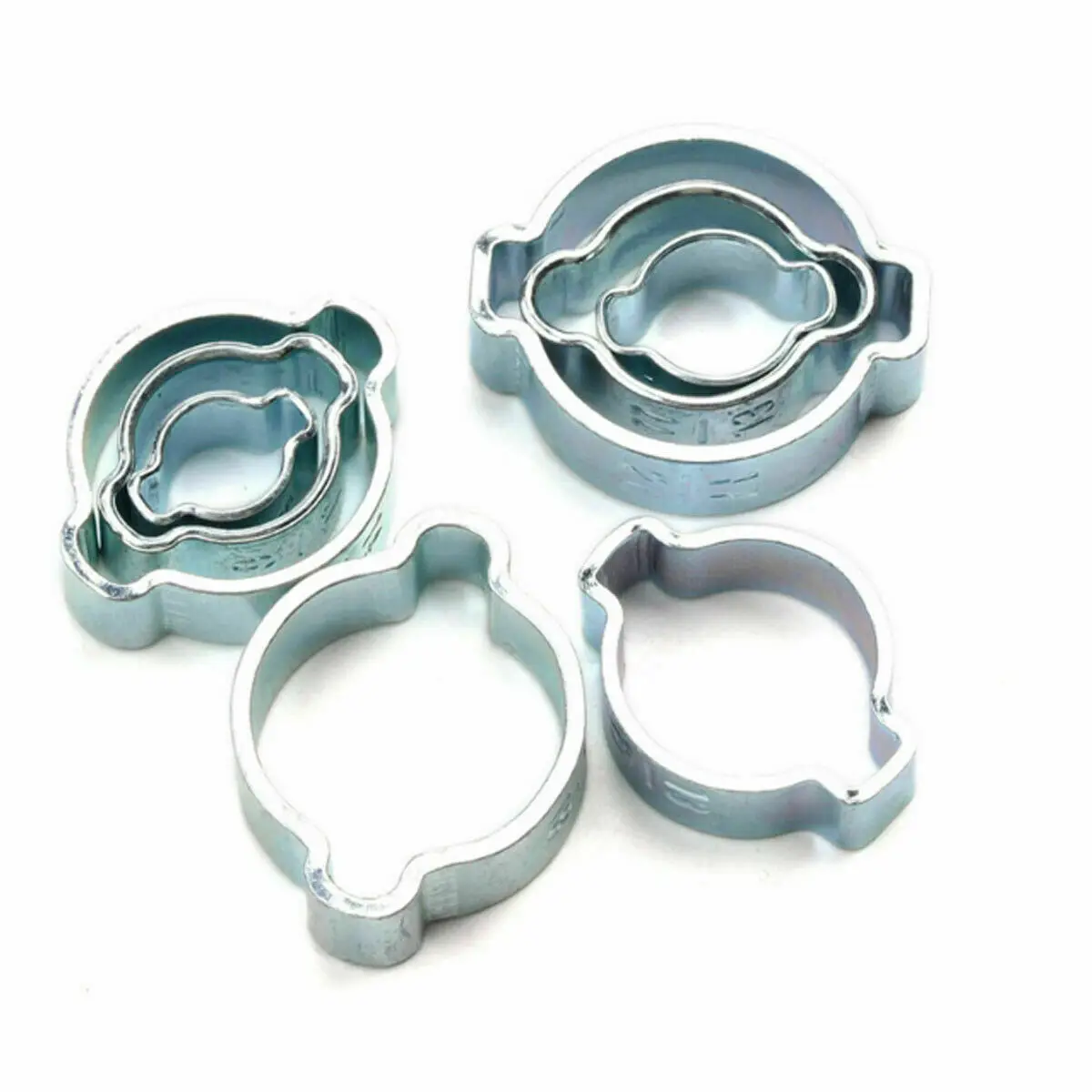 80PCS DOUBLE EAR CLAMP O CLIPS-Crimp Clip Air Silicone Petrol Water Fuel Hose Pipe Stainless Steel Hose Clamps Cinch Clamp Ring