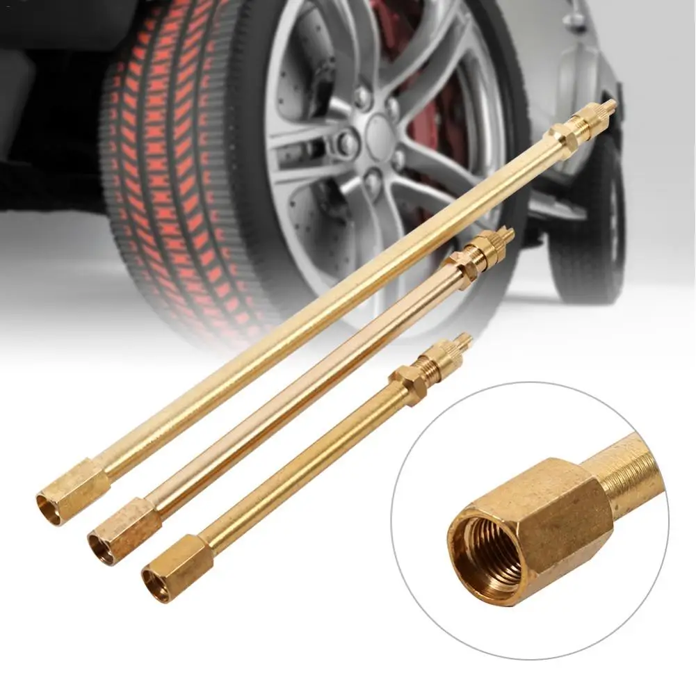 Brass Auto Tire Valve Extension Adaptor, Air Tyre Stem Extender Iation Stright Bore For Motorcycle, Bike, Mower And Scooter