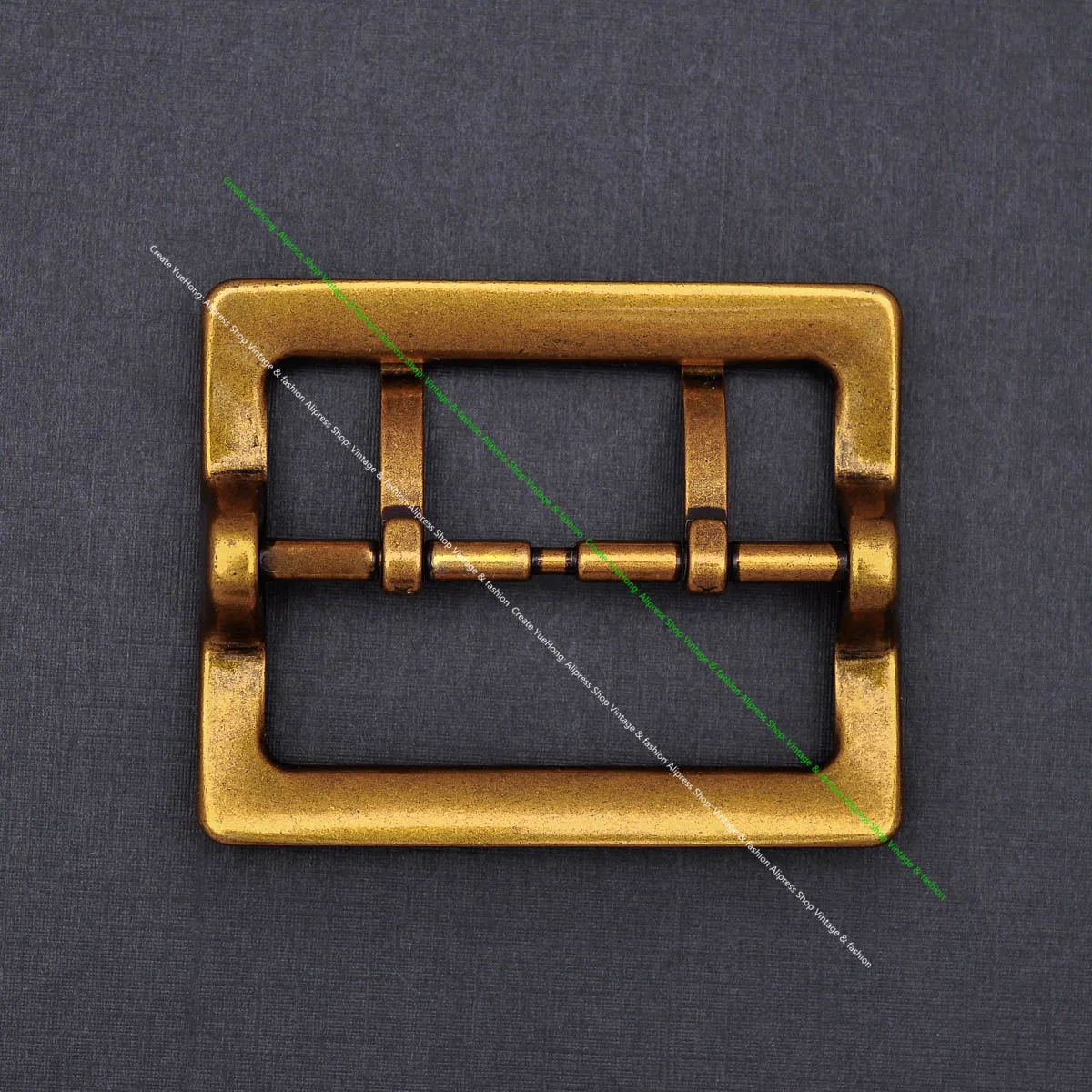 Men Western Vintage Gold Wide Double Pin Center Bar Leathercraft Leather Belt Buckle Replacement Fit 55mm