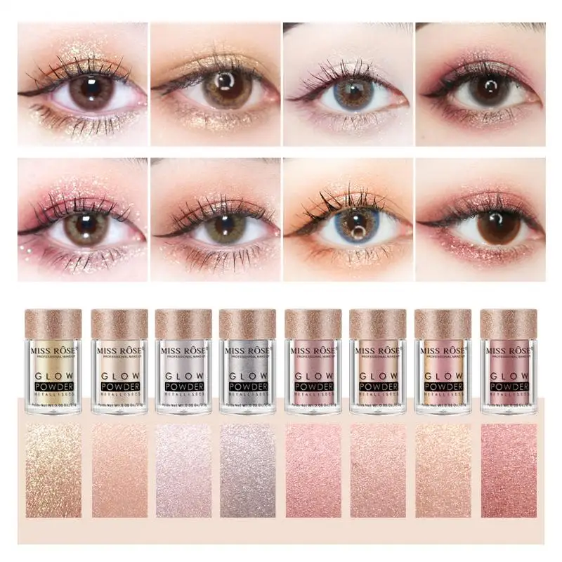 MISS ROSE 1pcs New Shimmer Eye Shadow Powder Makeup Pigment Waterproof Glitter Eyeshadow 3D Metallic Eyes Powder Cosmetics TSLM1