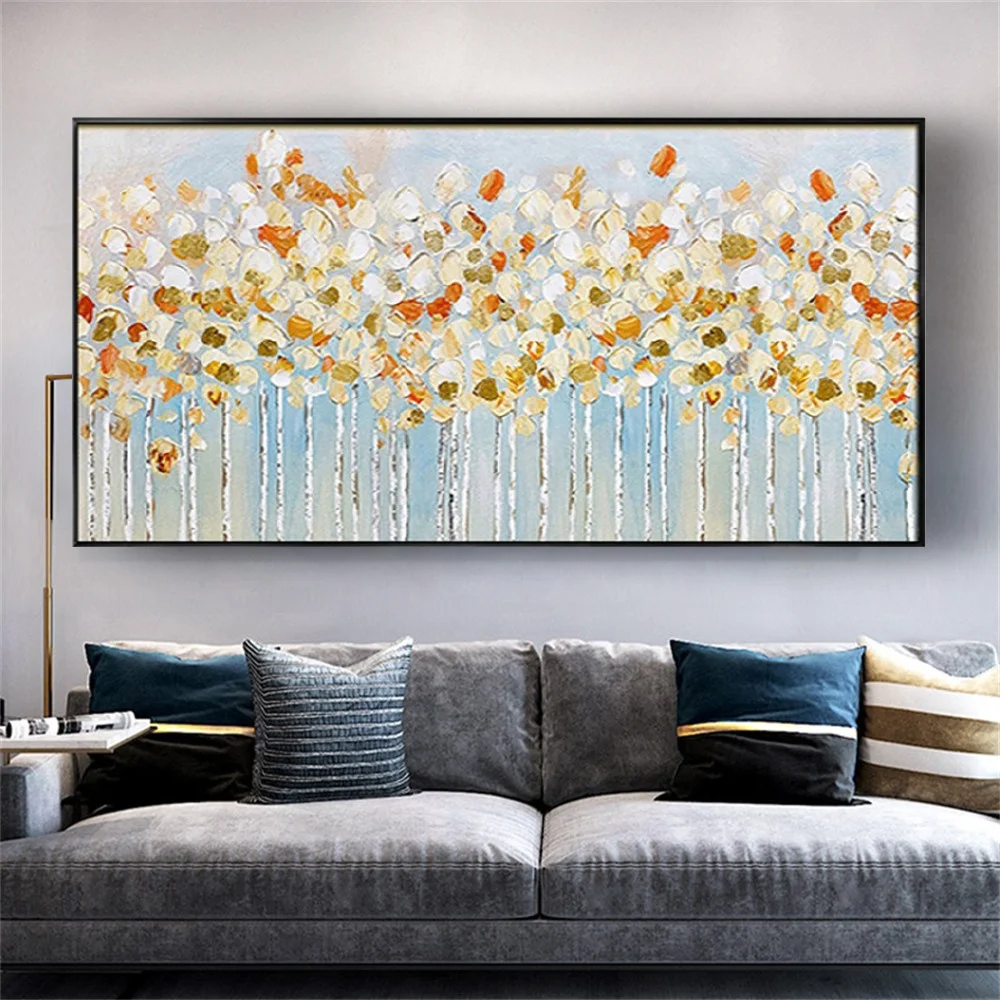 

hand pained Modern Canvas Art Abstract gold tree leaf Painting Living Room Wall Decor Oil Painting On High Quality nordic mural