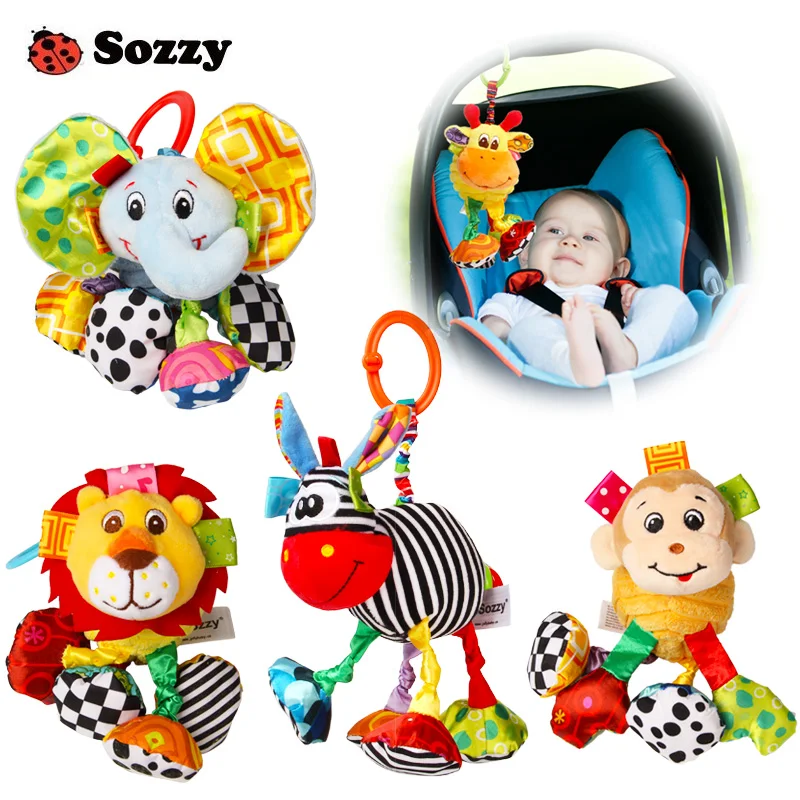 Sozzy Baby Soft Plush Stuffed Animal Pull Shake Vibrate Rattle Stroller Crib Mobile Hanging Funny Bebe Toys for Newborn Children