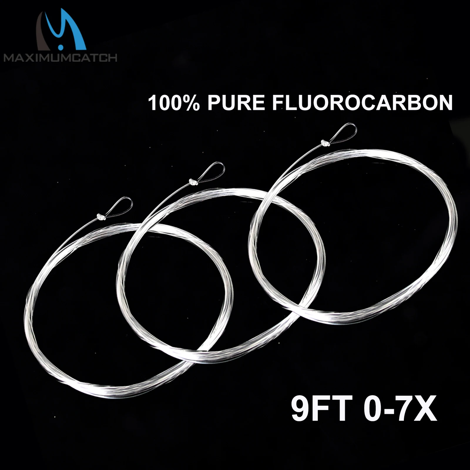 Maximumcatch zwężana żyłka wędkarska muchowa 100% czysty fluorowęglowy 9ft 0-7X żyłka prowadząca z pętlami przezroczysty kolorowy sznurek wędkarski