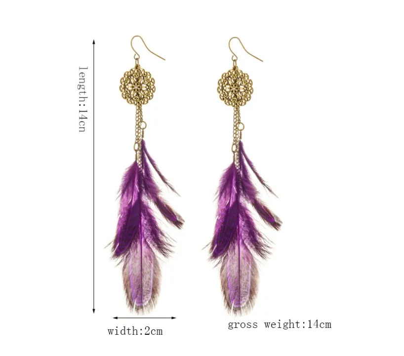 2021 New 30 pairs  Charm feather Earrings Handmade Style Fashion Jewelry For Women Accessories Colour Pendant Earring gifts