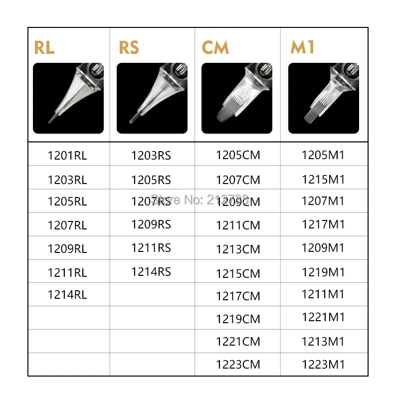 Standard Tattoo Needle Cartridges 1/3/5/7/9/11/13/15/17/19/21/23 CM M1 RS RL 10 Pcs/Box Tattoo Pen Rotary Machine Needle