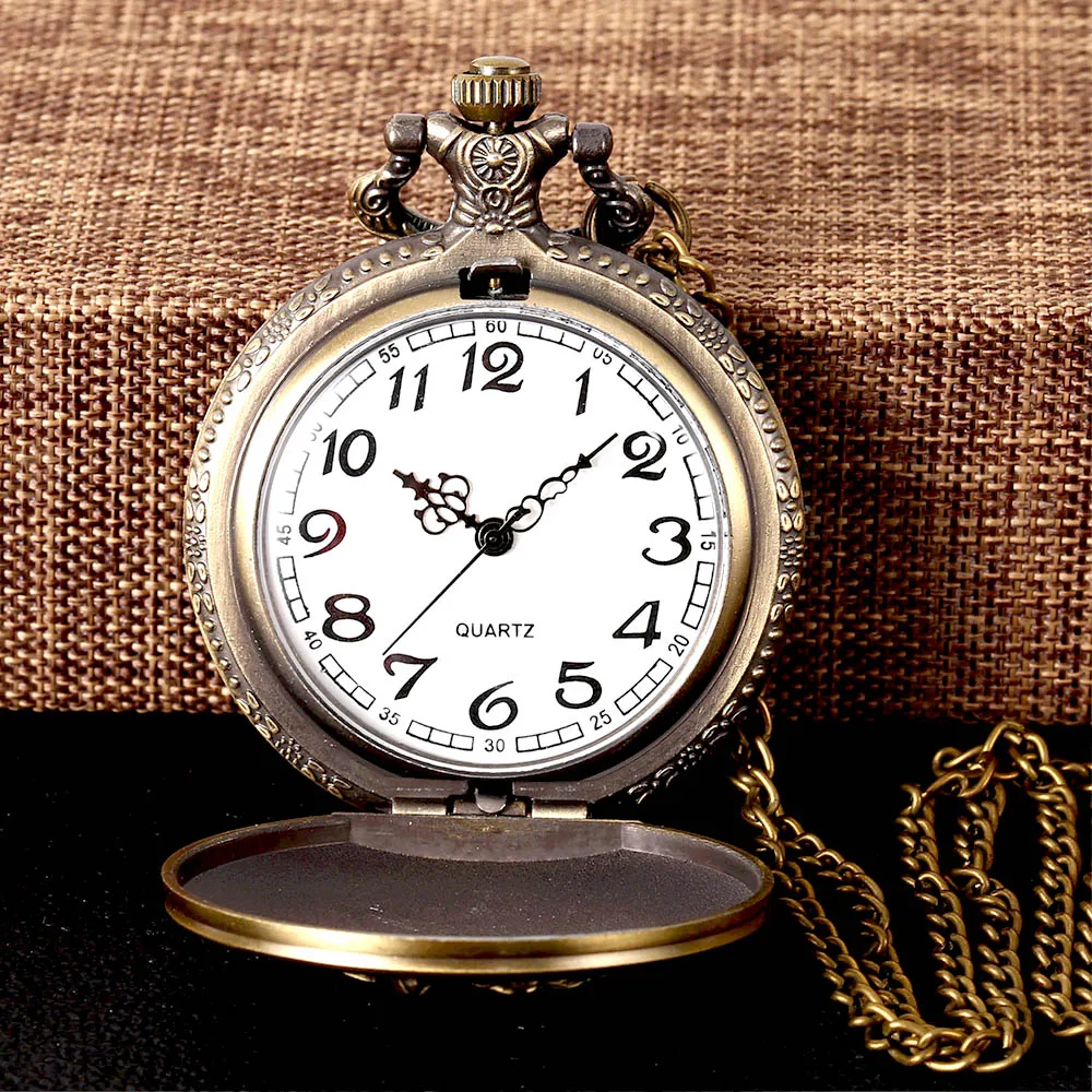 Reloj de bolsillo con flor de cobre 8875, accesorio con relieve creativo, retro, grande, regalo creativo, exquisito