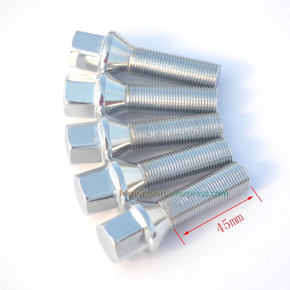 10pcs/lot Cone Seat 12x1.25 |40mm 45mm 50mm | Car wheel Spacer Extended Lug Bolts For Peugeot