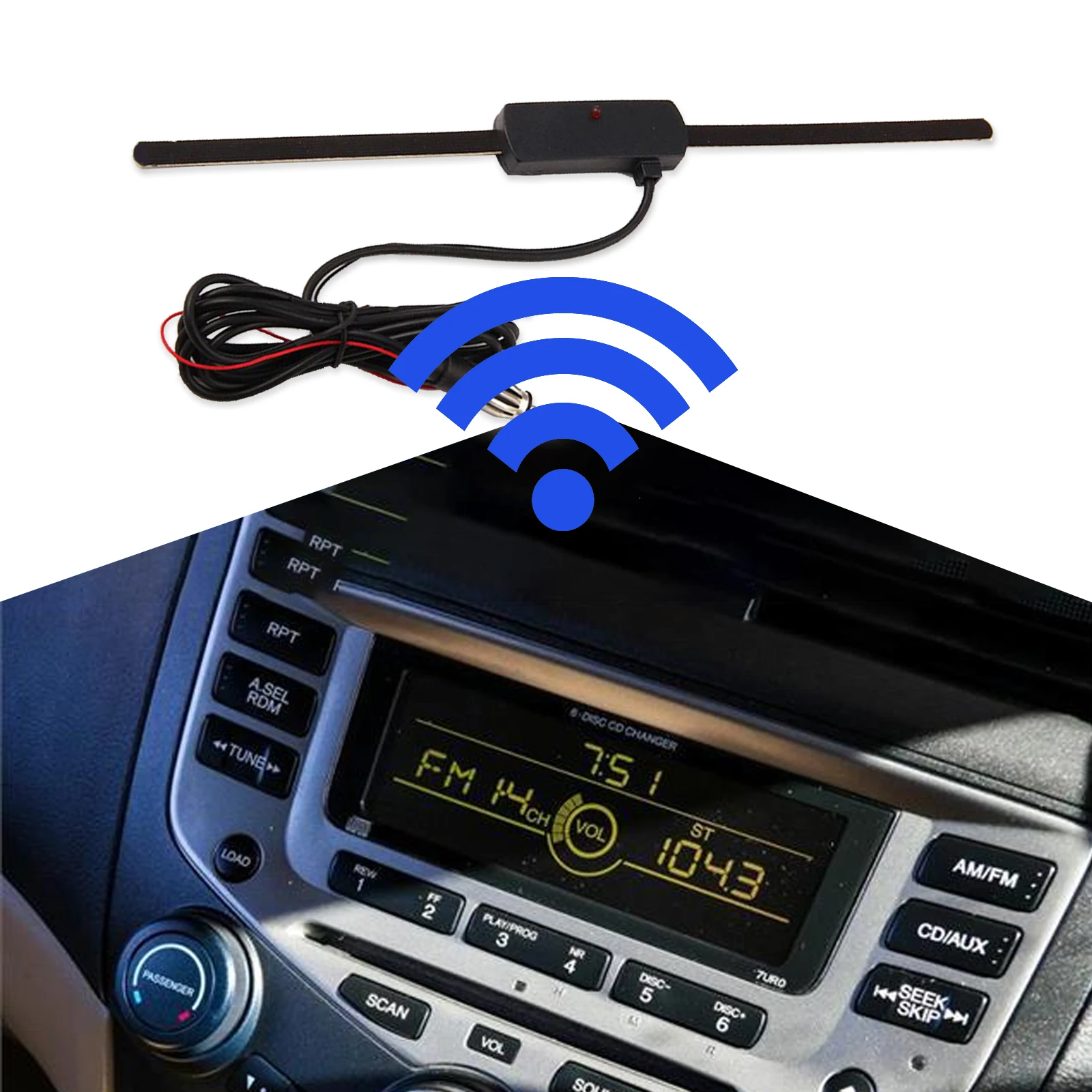 New Universal Car Antenna Booster Car Electronic FM/AM Radio Antenna Windshield Mount 12V Black Car Electronic