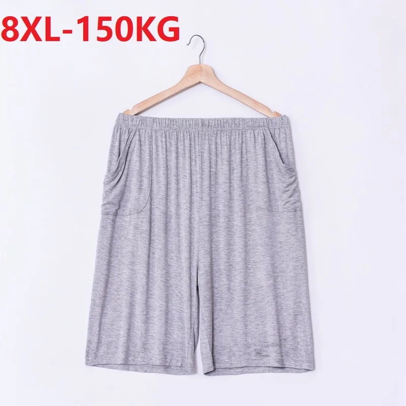 

men modal sleep bottoms sleep shorts plus size 8XL homewear Breathable soft loose shorts elasticity Stretch 70 72 sleep wear 68