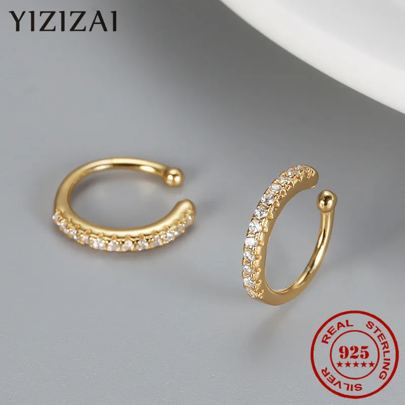 Real 925 Sterling Silver Simple Earcuff Tasteful Zircon Clip On Earrings For Women Small Ear Cuff Jewelry Girls pendientes mujer