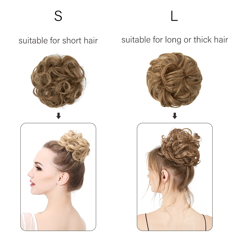 Messy Hair Bun ElasticSynthetic Scrunchie Hairpieces for Women Chignon Updo Donut Curly Hair Rope Rubber Band Wrap Ponytail